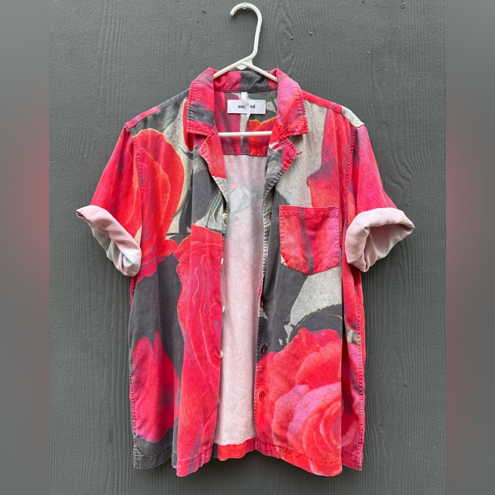 Soulland Orson Shortsleeve Shirt in Multi Red Size LG